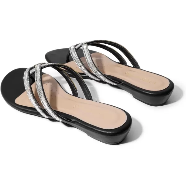imageDREAM PAIRS Womens Fashion Rhinestones Design Slides SandalsBlack01