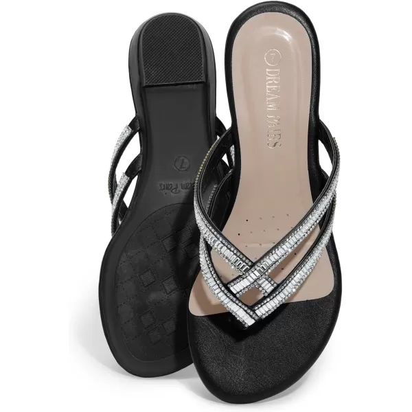 imageDREAM PAIRS Womens Fashion Rhinestones Design Slides SandalsBlack01