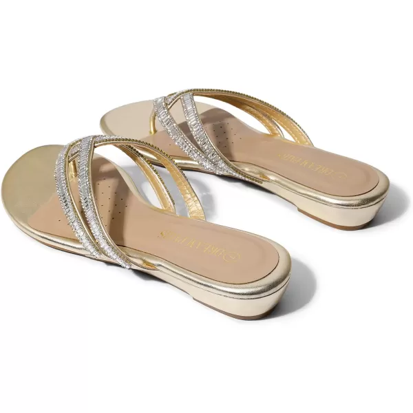 imageDREAM PAIRS Womens Fashion Rhinestones Design Slides SandalsGold01
