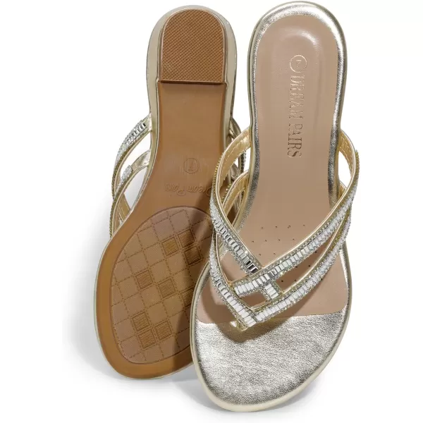 imageDREAM PAIRS Womens Fashion Rhinestones Design Slides SandalsGold01