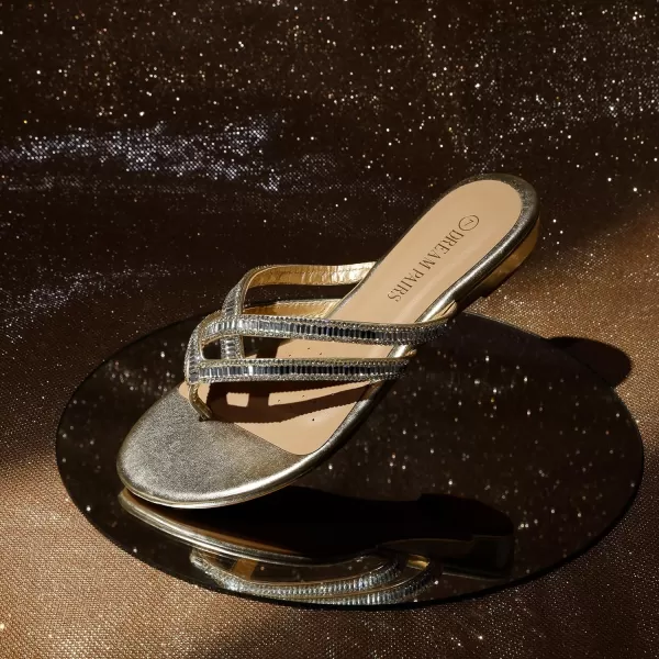 imageDREAM PAIRS Womens Fashion Rhinestones Design Slides SandalsGold01