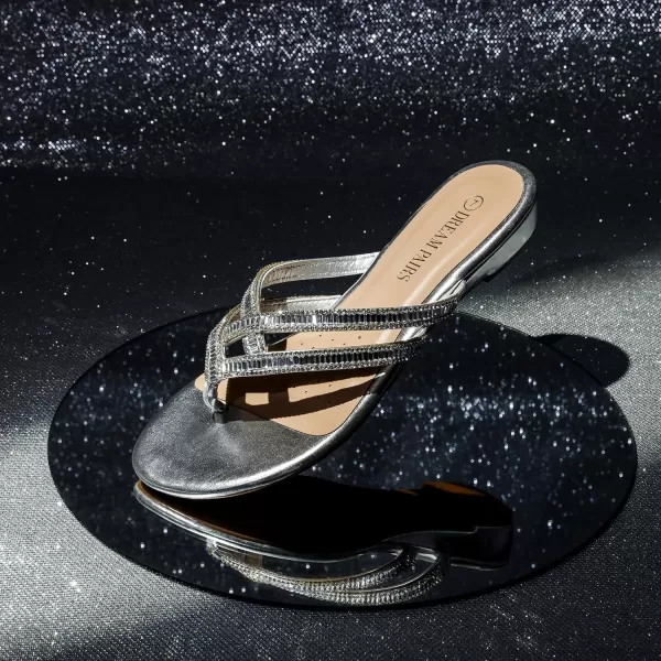 imageDREAM PAIRS Womens Fashion Rhinestones Design Slides SandalsSilver01