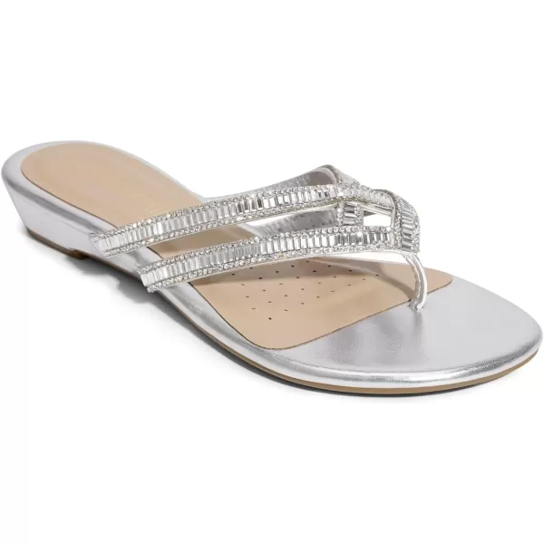 imageDREAM PAIRS Womens Fashion Rhinestones Design Slides SandalsSilver01
