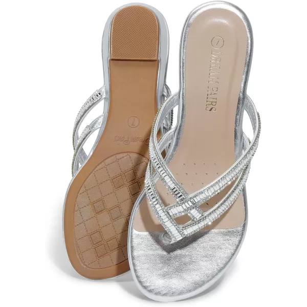 imageDREAM PAIRS Womens Fashion Rhinestones Design Slides SandalsSilver01