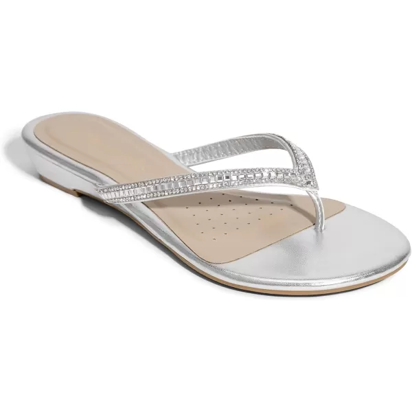 imageDREAM PAIRS Womens Fashion Rhinestones Design Slides SandalsSilver03