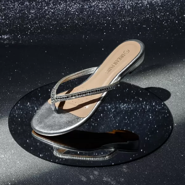 imageDREAM PAIRS Womens Fashion Rhinestones Design Slides SandalsSilver03