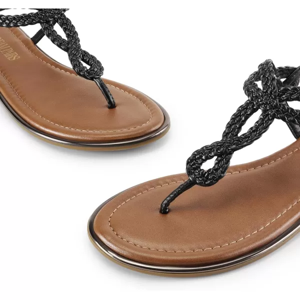 imageDREAM PAIRS Womens Fashion Sandals Dressy Summer Bohemian TStrap Comfortable Summer Flats SandalsBlack