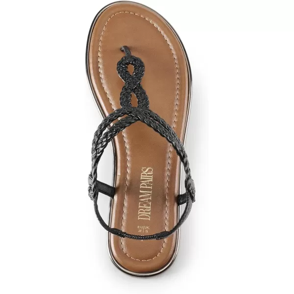 imageDREAM PAIRS Womens Fashion Sandals Dressy Summer Bohemian TStrap Comfortable Summer Flats SandalsBlack