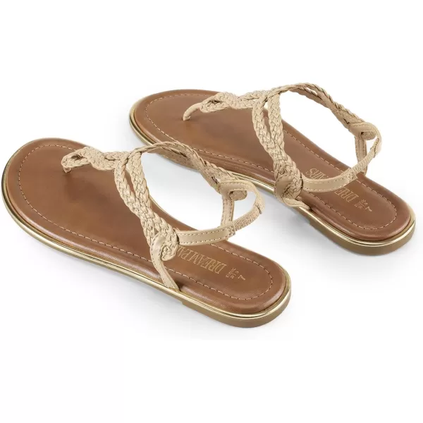 imageDREAM PAIRS Womens Fashion Sandals Dressy Summer Bohemian TStrap Comfortable Summer Flats SandalsNude