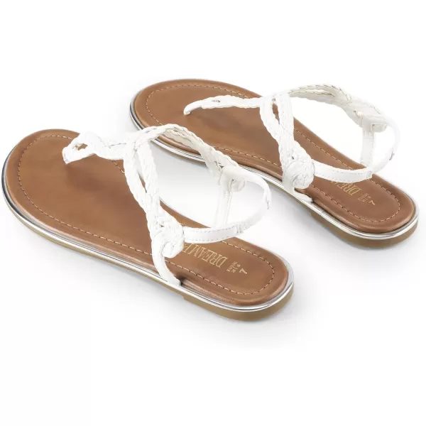 imageDREAM PAIRS Womens Fashion Sandals Dressy Summer Bohemian TStrap Comfortable Summer Flats SandalsWhite