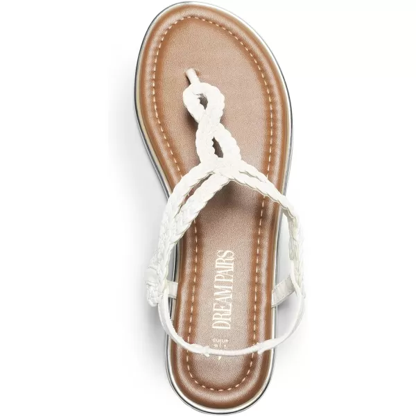 imageDREAM PAIRS Womens Fashion Sandals Dressy Summer Bohemian TStrap Comfortable Summer Flats SandalsWhite