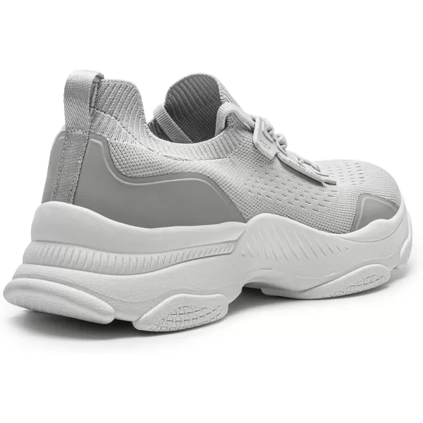 imageDREAM PAIRS Womens Fashion Sneakers Lightweight Arch Support Walking Shoes Slip Resistant Beathable Knitted Workout Sport Work Casual Tennis Platform Chunky ShoesLight Grey