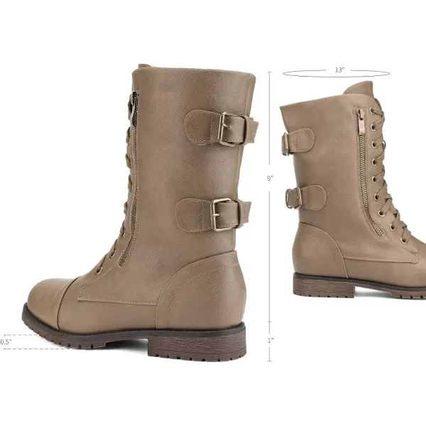 imageDREAM PAIRS Womens Faux Fur Lined Mid Calf Riding Combat BootsKhaki
