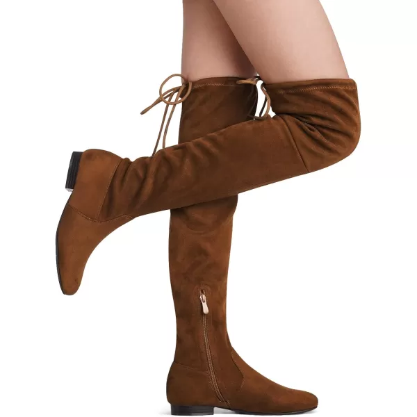imageDREAM PAIRS Womens Faux Suede Over The Knee Thigh High Flat BootsCamelpauline