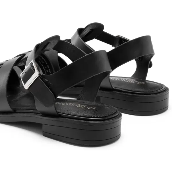 imageDREAM PAIRS Womens Fisherman Gladiator Woven Flat Sandals for SummerBlackpu