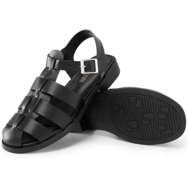 imageDREAM PAIRS Womens Fisherman Gladiator Woven Flat Sandals for SummerBlackpu