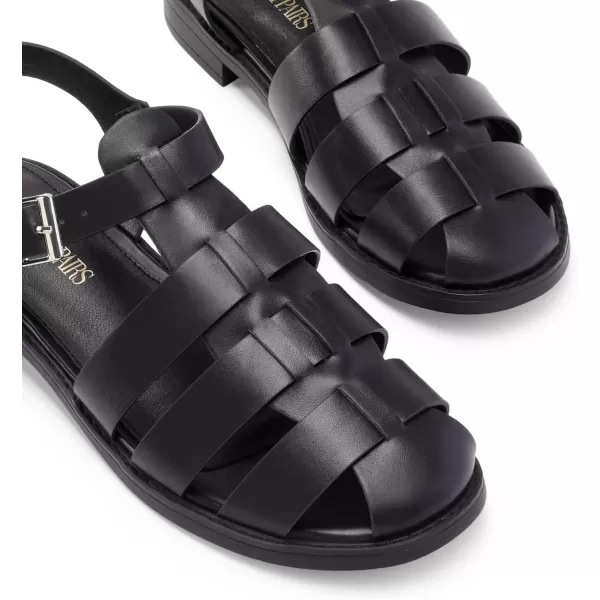 imageDREAM PAIRS Womens Fisherman Gladiator Woven Flat Sandals for SummerBlackpu