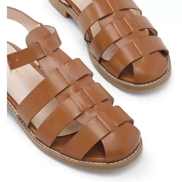 imageDREAM PAIRS Womens Fisherman Gladiator Woven Flat Sandals for SummerBrownpu