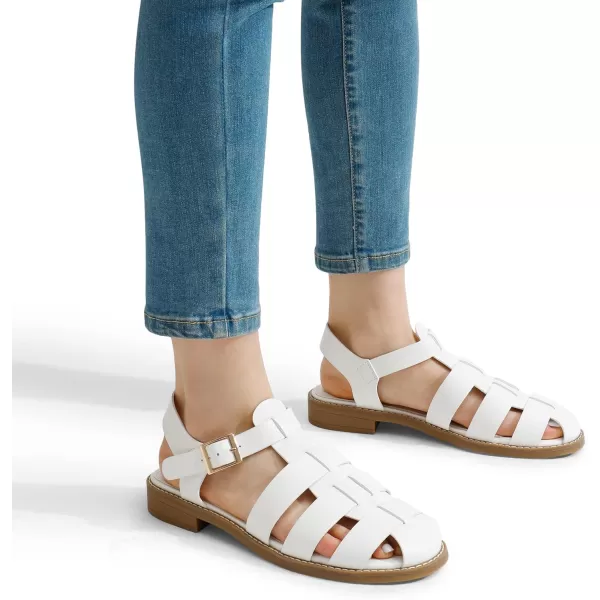 imageDREAM PAIRS Womens Fisherman Gladiator Woven Flat Sandals for SummerWhitepu