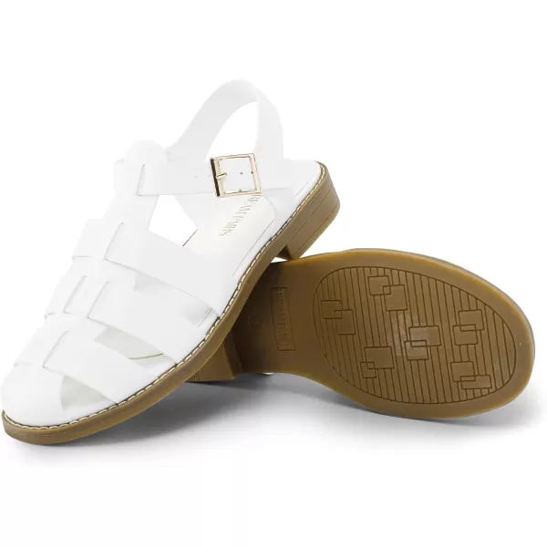 imageDREAM PAIRS Womens Fisherman Gladiator Woven Flat Sandals for SummerWhitepu