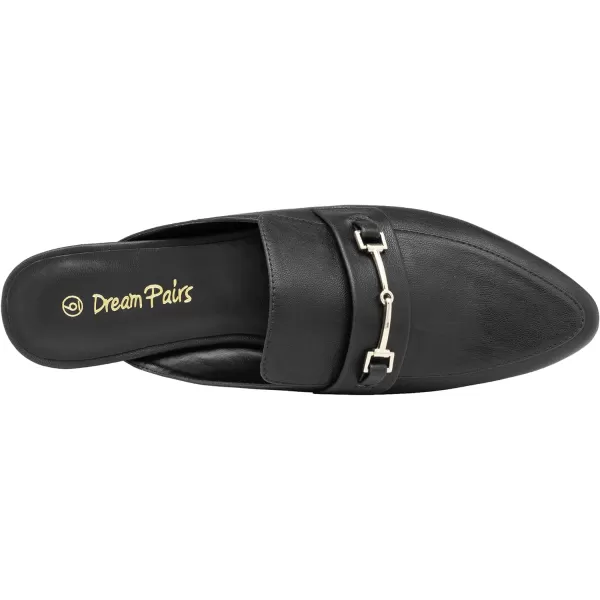 imageDREAM PAIRS Womens Flat Mules Buckle Pointed Toe Backless Slip on Slides Loafer ShoesBlackPu