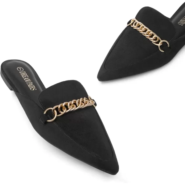 imageDREAM PAIRS Womens Flat Mules Pointed Toe Backless Loafer ShoesBlack1