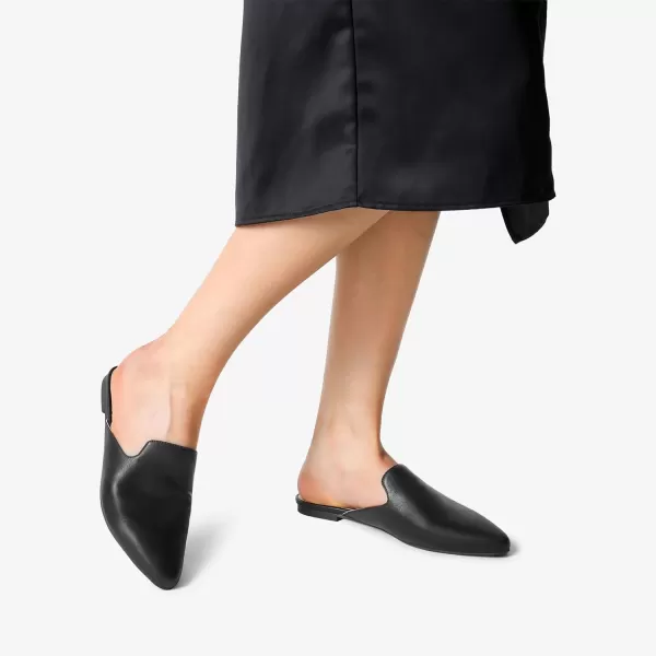 imageDREAM PAIRS Womens Flat Mules Pointed Toe Backless Loafer ShoesBlackPu