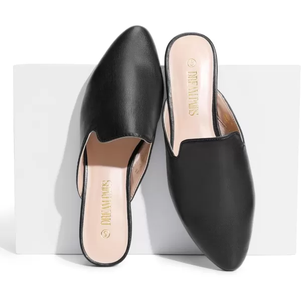 imageDREAM PAIRS Womens Flat Mules Pointed Toe Backless Loafer ShoesBlackPu