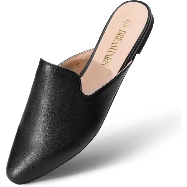 imageDREAM PAIRS Womens Flat Mules Pointed Toe Backless Loafer ShoesBlackPu