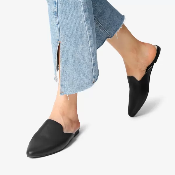 imageDREAM PAIRS Womens Flat Mules Pointed Toe Backless Loafer ShoesBlackPu
