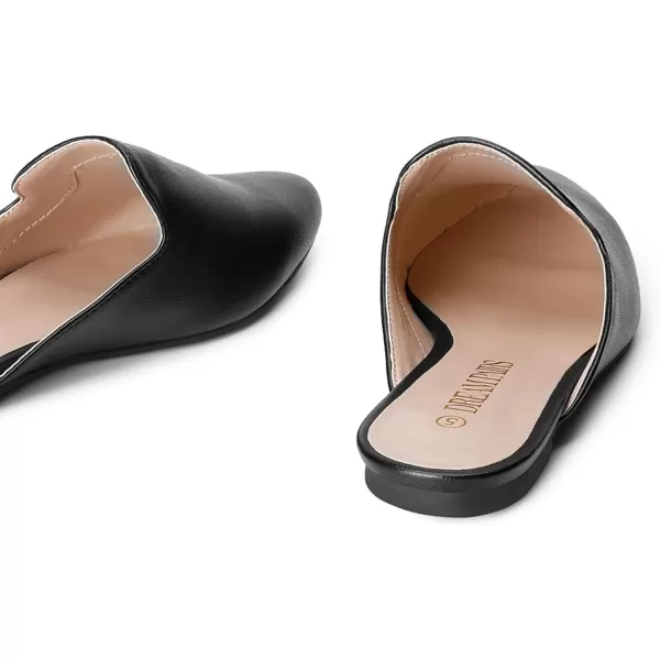 imageDREAM PAIRS Womens Flat Mules Pointed Toe Backless Loafer ShoesBlackPu