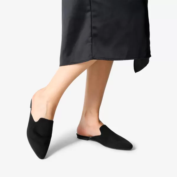 imageDREAM PAIRS Womens Flat Mules Pointed Toe Backless Loafer ShoesBlackSuede