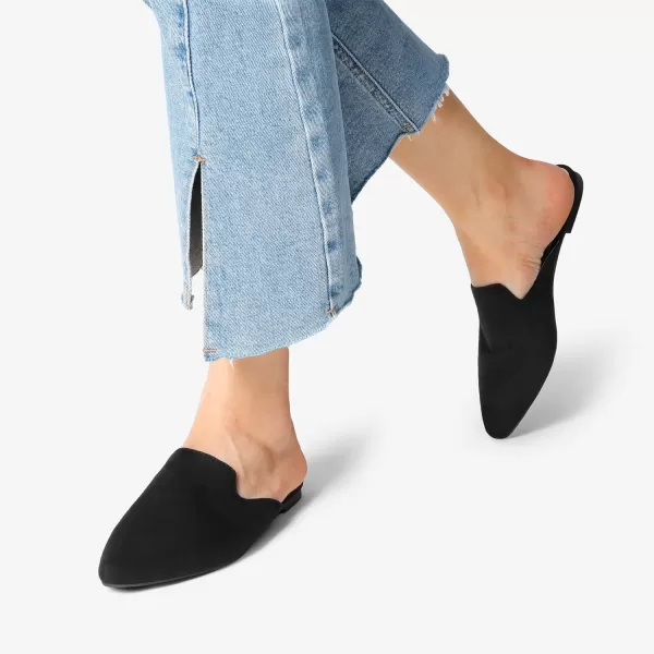 imageDREAM PAIRS Womens Flat Mules Pointed Toe Backless Loafer ShoesBlackSuede