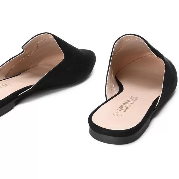 imageDREAM PAIRS Womens Flat Mules Pointed Toe Backless Loafer ShoesBlackSuede