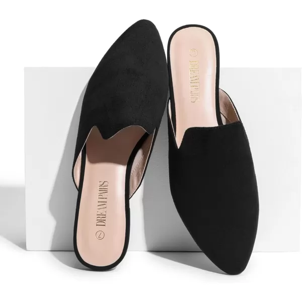 imageDREAM PAIRS Womens Flat Mules Pointed Toe Backless Loafer ShoesBlackSuede
