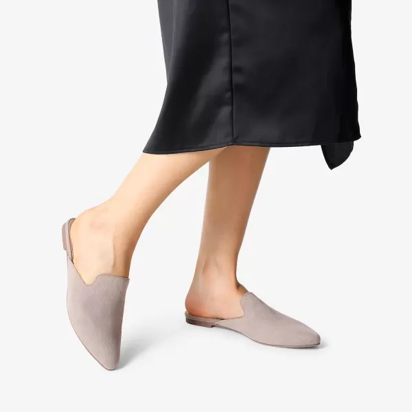 imageDREAM PAIRS Womens Flat Mules Pointed Toe Backless Loafer ShoesGreySuede