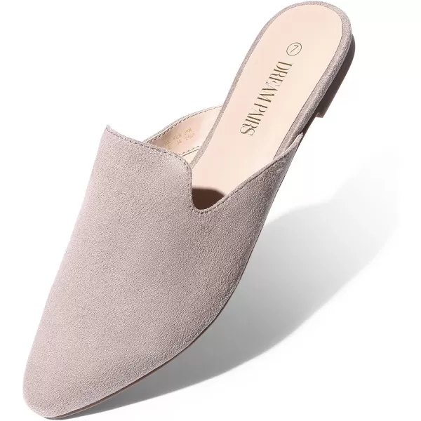 imageDREAM PAIRS Womens Flat Mules Pointed Toe Backless Loafer ShoesGreySuede