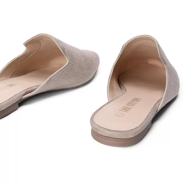 imageDREAM PAIRS Womens Flat Mules Pointed Toe Backless Loafer ShoesGreySuede