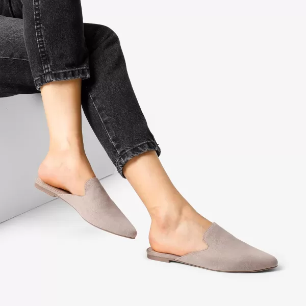 imageDREAM PAIRS Womens Flat Mules Pointed Toe Backless Loafer ShoesGreySuede