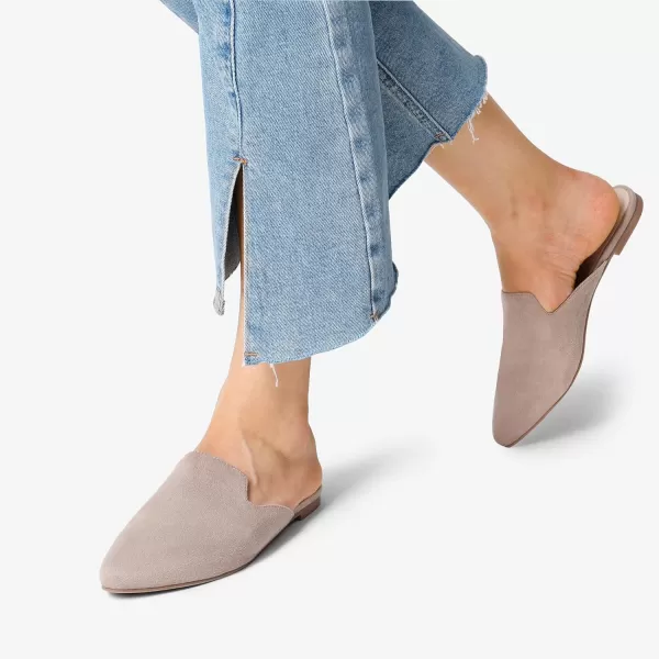 imageDREAM PAIRS Womens Flat Mules Pointed Toe Backless Loafer ShoesGreySuede