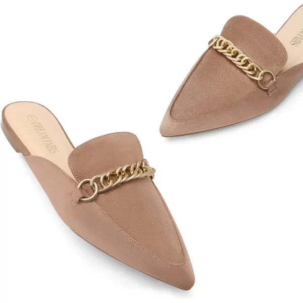 imageDREAM PAIRS Womens Flat Mules Pointed Toe Backless Loafer ShoesKhaki