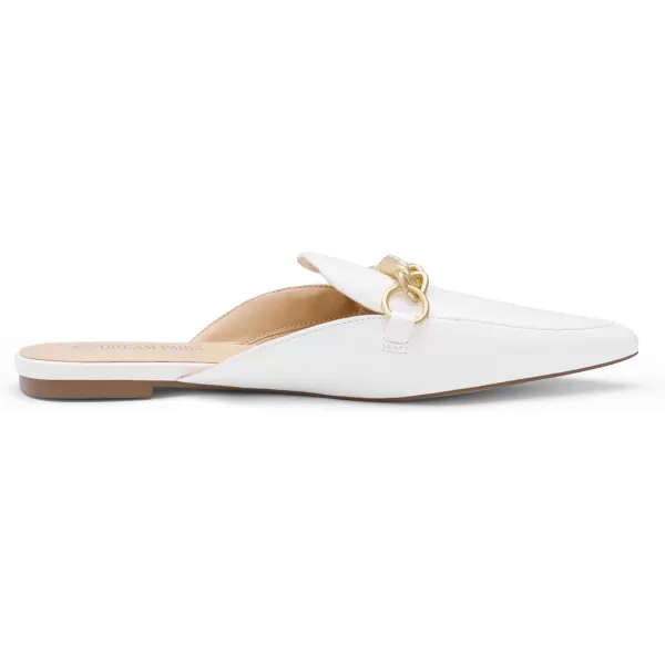 imageDREAM PAIRS Womens Flat Mules Pointed Toe Backless Loafer ShoesWhite1