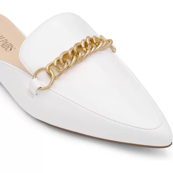 imageDREAM PAIRS Womens Flat Mules Pointed Toe Backless Loafer ShoesWhite1