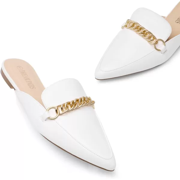 imageDREAM PAIRS Womens Flat Mules Pointed Toe Backless Loafer ShoesWhite1