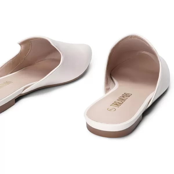 imageDREAM PAIRS Womens Flat Mules Pointed Toe Backless Loafer ShoesWhitePu