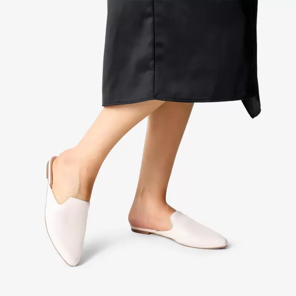 imageDREAM PAIRS Womens Flat Mules Pointed Toe Backless Loafer ShoesWhitePu