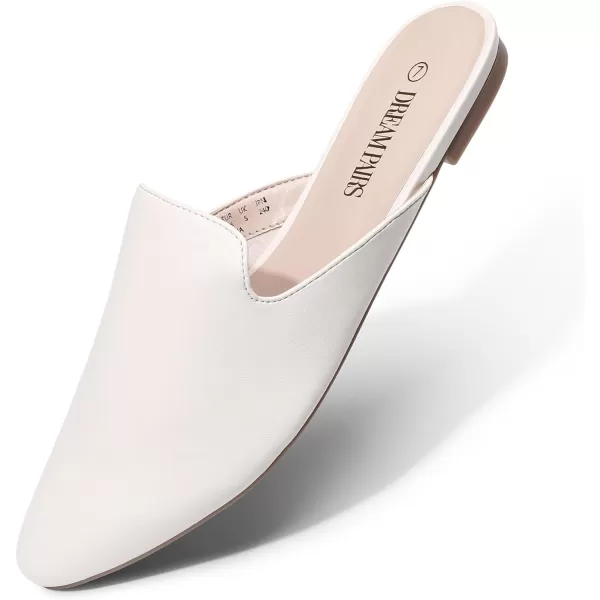 imageDREAM PAIRS Womens Flat Mules Pointed Toe Backless Loafer ShoesWhitePu