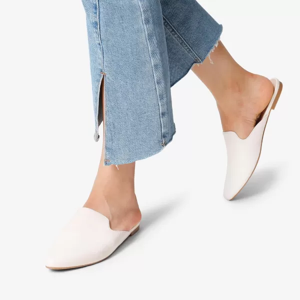 imageDREAM PAIRS Womens Flat Mules Pointed Toe Backless Loafer ShoesWhitePu