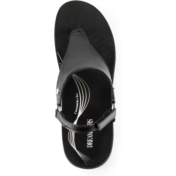 imageDREAM PAIRS Womens Flat Sandals Arch Support Orthopedic Comfortable Soft Cushion Summer TStrap Walking Thong SandalsAll Black