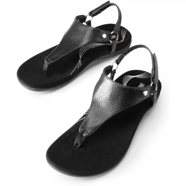 imageDREAM PAIRS Womens Flat Sandals Arch Support Orthopedic Comfortable Soft Cushion Summer TStrap Walking Thong SandalsAll Black